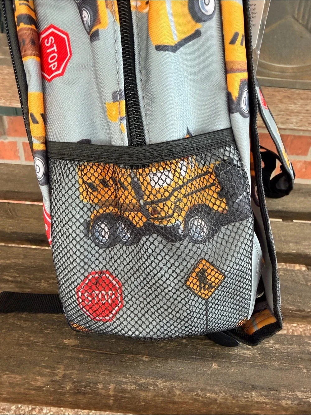 NWT Kids NGIL Small Construction Truck Day Care Backpack - Gray & Yellow